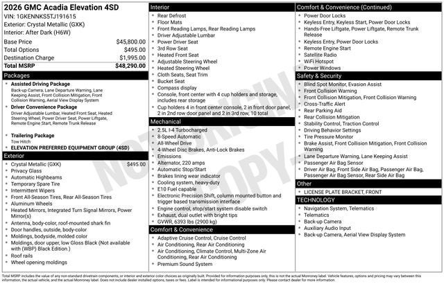 2026 GMC Acadia Elevation