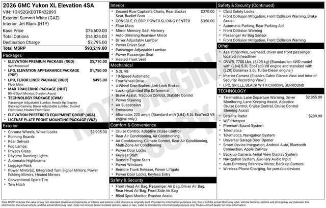 2026 GMC Yukon XL Elevation