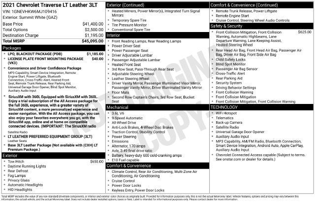 2021 Chevrolet Traverse LT Leather