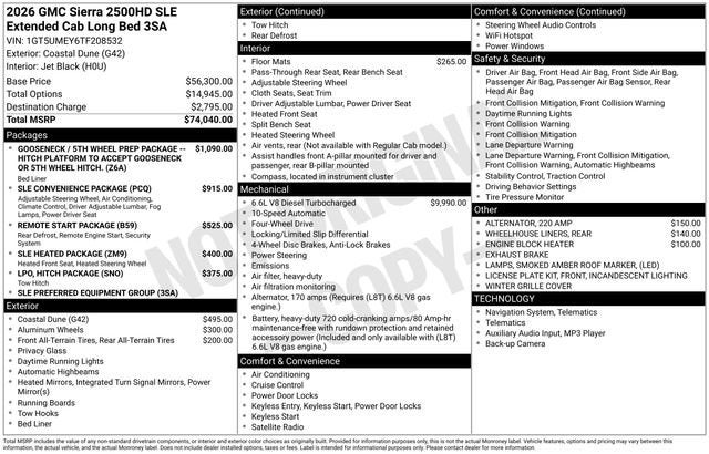 2026 GMC Sierra 2500 HD SLE