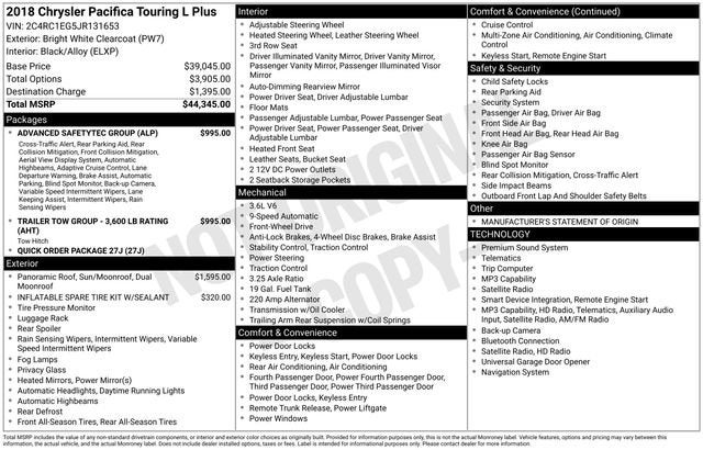 2018 Chrysler Pacifica Touring L Plus