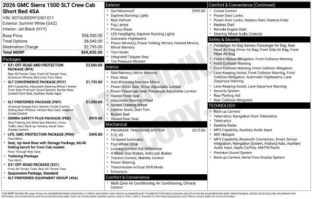 2026 GMC Sierra 1500 SLT